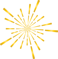 Golden sunburst doodle line art on transparent background. png