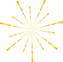 Golden sunburst doodle line art on transparent background. png