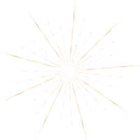 Golden sunburst doodle line art on transparent background. png