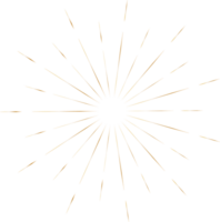 Golden sunburst doodle line art on transparent background. png