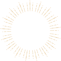 d'oro sunburst scarabocchio linea arte su trasparente sfondo. png