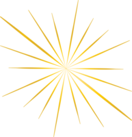 Golden sunburst doodle line art on transparent background. png