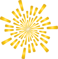 Golden sunburst doodle line art on transparent background. png