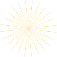 Golden sunburst doodle line art on transparent background. png