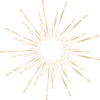 Golden sunburst doodle line art on transparent background. png