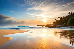 ai generativo, hermosa panorama en el tropical playa foto