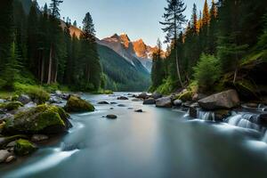 Ai Generative, beautiful lake and mountain in the tropic country photo