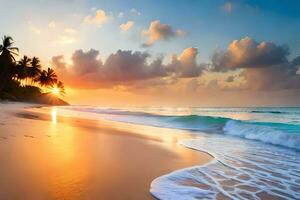 ai generativo, hermosa panorama en el tropical playa foto