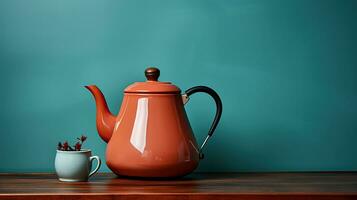 Ceramic old coffee pot. AI Generated photo