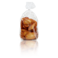 freshly baked bread in a plastic bag cut out isolated transparent background png