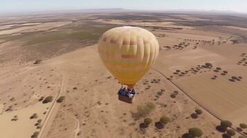 Flying high in full color air balloon. AI Generated photo