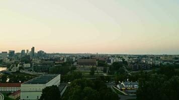 Panoramic view of Vilnius, Lithuania With a view of Gediminas Tower and the city center at sunset video