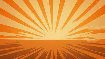 Abstract orange retro sun rays on sky background photo