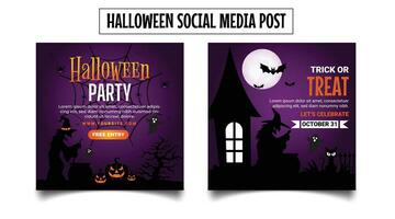 gratis vector Víspera de Todos los Santos social medios de comunicación pancartas diseño, Víspera de Todos los Santos horror noche fiesta promoción social medios de comunicación bandera modelo diseño. festival, fiesta y celebracion evento márketing web correo, volantes