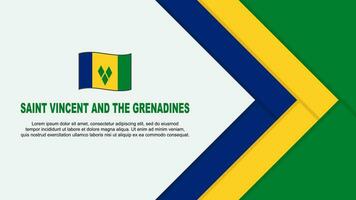 Saint Vincent And The Grenadines Flag Abstract Background Design Template. Saint Vincent And The Grenadines Independence Day Banner Cartoon Vector Illustration. Cartoon