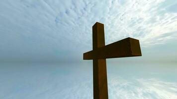 Background with Cross of Christ, Water, Faith, Religion, Sky, 3D Rendering video