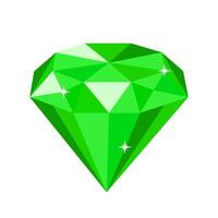 Beautiful shiny emerald. Green gems. Gemstone vector icon.