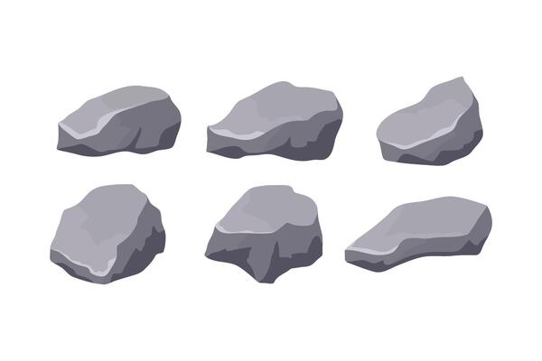 Stones. Set of vector illustrations of stones. Pebbles for your design.