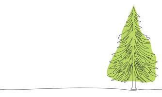 Pine tree one line continuous. Fir tree line art. Vector illustraiton.