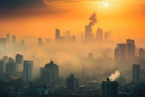 aire contaminación y global calentamiento afectar ciudad horizontes en todo el mundo foto