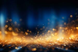 Gold and blue light effect background resembling a stadium atmosphere photo