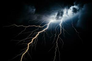 Striking lightning effect illuminating a dramatic black background with intensity photo