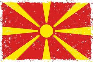 North macedonia flag grunge distressed style vector