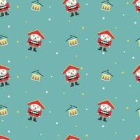 Christmas seamless background with nutcracker, drums and stars vector