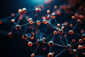 3D micro of molecules on dark background showcasing intricate structures photo