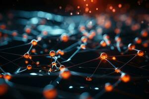 3D micro of molecules on dark background showcasing intricate structures photo