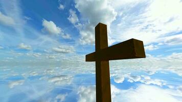 Background with Cross of Christ, Water, Religion, Sky, Faith, 3D Rendering video