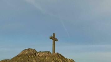 Background with Cross of Christ and Divine Light, Sky, Faith, Crown of Thorns, Religion, 3D Render video