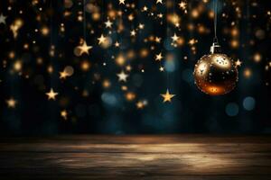 Christmas Lamp and Shooting Star Background Festive decoration with glowing lamp and falling stars in background photo