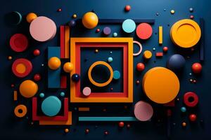 Vivid 3D frame set with vibrant background and geometric shapes photo
