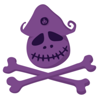 Funny skull as a pirate logo flat design isolated. Happy Halloween. png