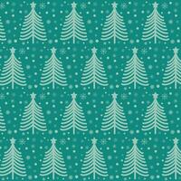 Winter pattern with Christmas trees and snowflakes. vector