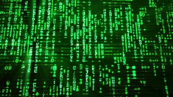 A hacking background with binary and hexdecimal code on a screen. video