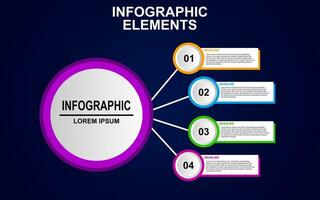 infografía elemento diseño con 4 4 vistoso pasos para presentación y negocio. infografía planificación diseño para presentaciones vector