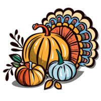 Happy thanksgiving with turkey bird pumpkin. AI Generated png