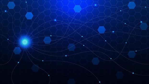 Data exchange and network connection with hexagons pattern technology concept. Connection structure, futuristic technology background. Vector illustration.