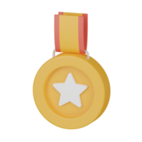 Winner medal with star and ribbon icon 3d render illustration. png