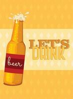 Poster of lets drink Beer bottles Vector