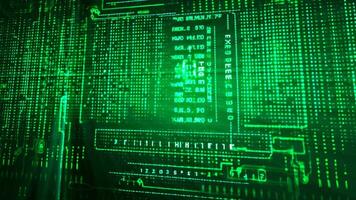 A hacking background with binary and hexdecimal code on a screen. video