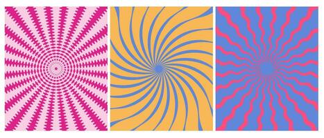 different sun burst effects posters in trendy pink and blue colors vector