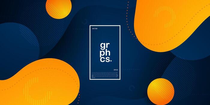 Orange and dark blue geometric abstract background design. Creative banner design with fluid wave shapes and liquid lines for template. Simple horizontal banner. Eps10 vector