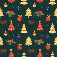 Winter seamless pattern with Christmas trees. Christmas vector pattern. Winter background