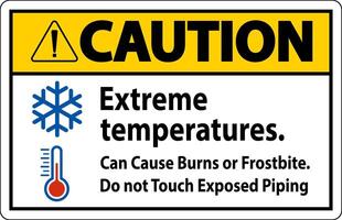 Caution Sign Extreme Temperatures, Can Cause Burns or Frostbite, Do not Touch Exposed Piping vector