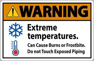 Warning Sign Extreme Temperatures, Can Cause Burns or Frostbite, Do not Touch Exposed Piping vector