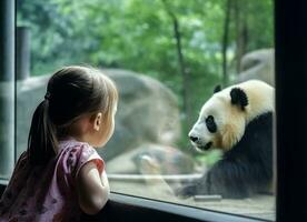 Zoo child panda. Generate Ai photo
