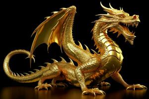 Gold dragon animal. Generate Ai photo